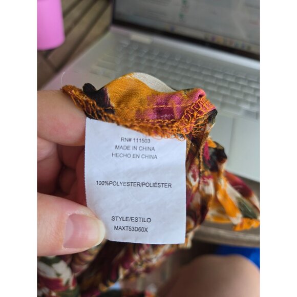 Figueroa & Flower Floral Long Sleeve Button Top Plus Size 2X Boho Fairy Sheer - Picture 7 of 11